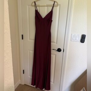 Showpo Burgundy Spaghetti Strap Gown